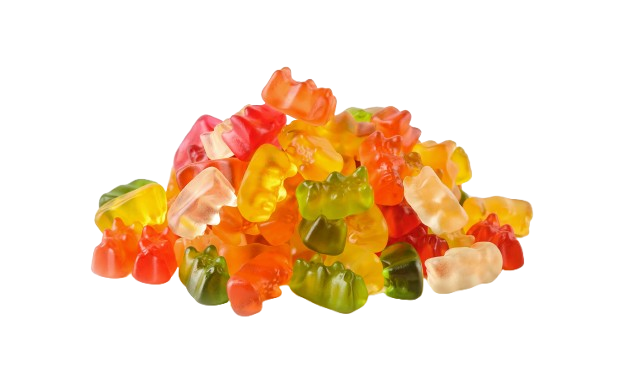 Pile of colorful gummy bears representing confectionery training and process evaluation
